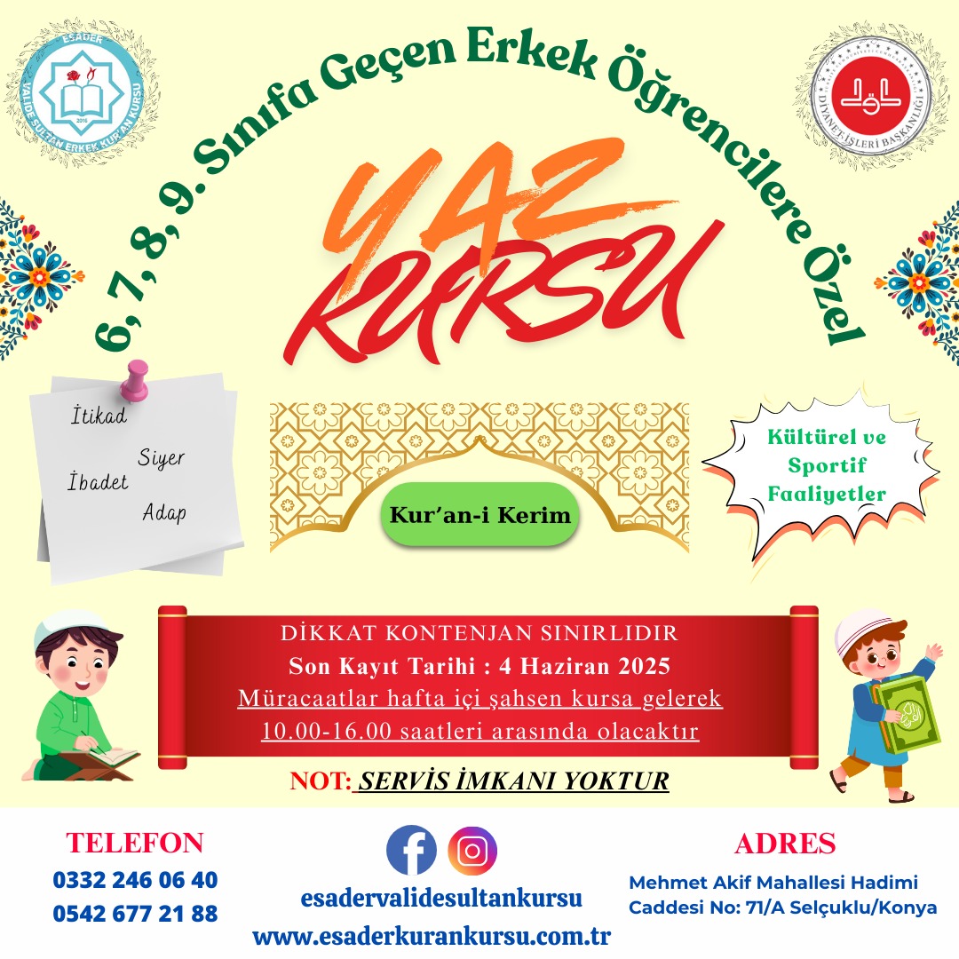 ESADER Valide Sultan'da Yaz Kursları Kayıtları Başladı
